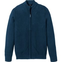 Sweter rozpinany, specjalny wygodny krój bonprix niebieskozielony. Niebieskie swetry męskie bonprix, s, bez wzorów. Za 99,99 zł.