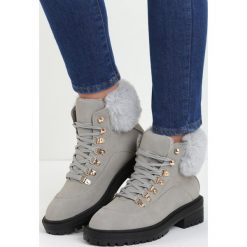 Szare Traperki Fancy Crazy. Szare buty zimowe damskie Born2be, z okrągłym noskiem, na niskim obcasie. Za 99,99 zł.
