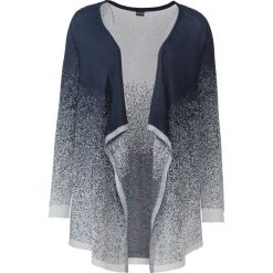 Sweter bez zapięcia z lureksową nitką bonprix ciemnoniebiesko-srebrny. Niebieskie swetry damskie bonprix, bez wzorów, z dzianiny, eleganckie, z długim rękawem, długie, bez kaptura. Za 44,99 zł.