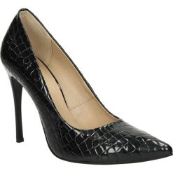 Szpilki kati 1289. Czarne czółenka damskie Kati, na co dzień, bez wzorów, ze skóry, eleganckie, bez obcasa, na szpilce, bez zapięcia. Za 259,99 zł.