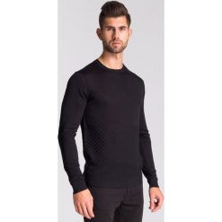 Czarny jedwabny sweter męski. Czarne swetry męskie Versace Collection, xl, z aplikacjami, z jedwabiu, z okrągłym kołnierzem, bez kaptura. Za 503,60 zł.