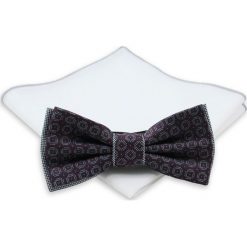 Stylowa mucha + poszetka - Chattier MUCH0197. Muszki męskie Chattier, na imprezę, w paski, eleganckie. Za 44,00 zł.