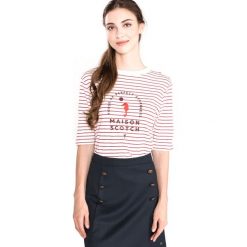 Scotch & Soda Koszulka Czerwony Biały. Czerwone koszulki damskie Scotch & Soda, l, w paski, z bawełny, bez kołnierzyka, z krótkim rękawem. Za 178,95 zł.
