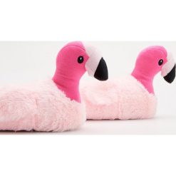 Kapcie dziewczęce: Pluszowe kapcie flamingi – Różowy