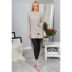 Beżowy Sweter 0010. Brązowe swetry klasyczne damskie marki Fasardi. Za 89,00 zł.