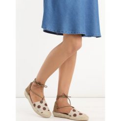 Espadryle damskie: Beżowe Espadryle Brown Dots