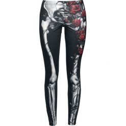 Legginsy we wzory: Spiral Rose Bones Legginsy czarny