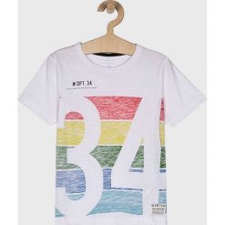 Name it - T-shirt dziecięcy 122-164 cm. Białe t-shirty chłopięce marki Name it, z nadrukiem, z bawełny, bez rękawów. Za 59,90 zł.