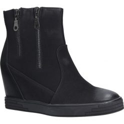 Czarne sneakersy na koturnie z ozdobnymi suwakami Sergio Leone 28354. Czarne sneakersy damskie marki Sergio Leone. Za 89,99 zł.