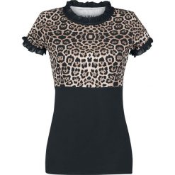 Rock Rebel by EMP Peggy Sue Koszulka damska cętki (lampart). Czarne bluzki z falbaną Rock Rebel by EMP, xl, z nadrukiem, rockowe, z falbankami. Za 144,90 zł.
