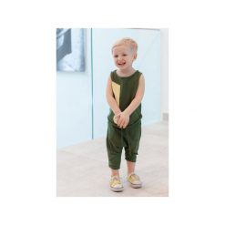 BLUZKA BEZ RĘKAWÓW TAKO GREEN. Zielone t-shirty chłopięce marki M-art-a-baby, z aplikacjami, bez rękawów. Za 32,00 zł.