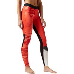 Spodnie sportowe damskie: Reebok Spodnie damskie Camo Compression pomarańczowe r. XL (B45923)