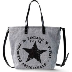 Torba shopper z denimu z gwiazdą bonprix szary. Szare torby damskie na zakupy marki bonprix, z denimu. Za 119,99 zł.