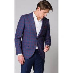 Marynarka Granatowa w Kratę Ashburn. Czerwone marynarki męskie LANCERTO, na lato, m, bez wzorów, z wełny, eleganckie. W wyprzedaży za 719,90 zł.