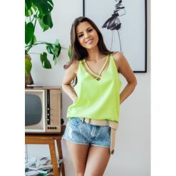 Top Aleksandra neon yellow - UNI. Żółte bluzki damskie Fanaberia.com, bez wzorów, bez kołnierzyka. Za 79,00 zł.