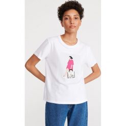 T-shirt z grafika - Kremowy. Białe t-shirty damskie Reserved, s, bez wzorów, bez kołnierzyka. Za 69,99 zł.