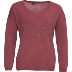 Sweter z połyskującą aplikacją bonprix jeżynowy. Fioletowe swetry damskie bonprix, z aplikacjami, bez rękawów, bez kaptura. Za 37,99 zł.