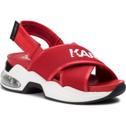Sandały KARL LAGERFELD - KL61705 Red Knit Textile w/Black. Czerwone klapki damskie marki KARL LAGERFELD, bez wzorów, ze skóry ekologicznej, bez obcasa. Za 839,00 zł.