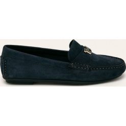 Tommy Hilfiger - Mokasyny skórzane. Niebieskie mokasyny damskie TOMMY HILFIGER, ze skóry, na obcasie. Za 539,90 zł.