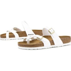 Birkenstock Mayari 1005280. Klapki damskie Birkenstock, w paski, ze skóry, bez obcasa. W wyprzedaży za 199,99 zł.