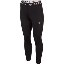 Legginsy treningowe damskie SPDF300 - głęboka czerń. Czarne legginsy sportowe damskie marki 4f, z materiału, na fitness i siłownię. Za 99,99 zł.