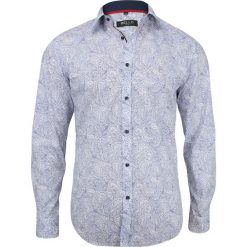 Niebieska Koszula Wizytowa, Długi Rękaw - BELLO - Taliowana, Elegancka, Paisley KSDWBELLOBS043. Niebieskie koszule męskie Bello, bez wzorów, z bawełny, eleganckie, bez kołnierzyka, z długim rękawem. Za 109,00 zł.