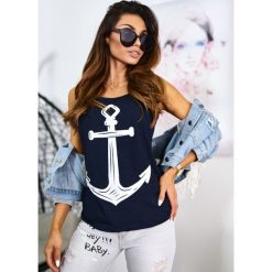 Top Kotwica Kolor Granat OneSize. Czarne bluzki damskie LIGARI, s, w paski, z elastanu, bez kołnierzyka, bez rękawów. Za 49,99 zł.