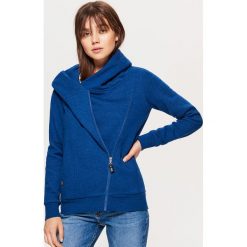 Bluzy damskie: Rozpinana bluza z asymetrycznym zamkiem - Granatowy