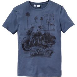 T-shirt z nadrukiem Regular Fit bonprix indygo. Niebieskie t-shirty męskie bonprix, xl, z nadrukiem, bez kołnierzyka. Za 37,99 zł.
