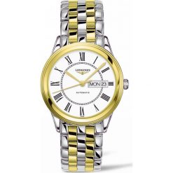 LONGINES Flagship L4.899.3.21.7. Białe zegarki męskie marki LONGINES, złote. Za 6860,00 zł.