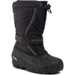 Śniegowce SOREL - Youth Flurry NY1965 Black/City Grey 016. Czarne śniegowce chłopięce Sorel, bez zapięcia. W wyprzedaży za 219,00 zł.