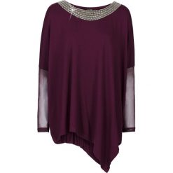 Shirt "nietoperz" z łańcuszkiem bonprix lila. Fioletowe koszulki damskie marki bonprix, z aplikacjami, eleganckie, z okrągłym kołnierzem. Za 79,99 zł.