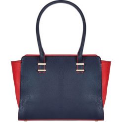 Torebka bonprix ciemnoniebiesko-czerwono-złoty kolor. Niebieskie torebki klasyczne damskie marki bonprix, bez wzorów, eleganckie, na ramię, bez dodatków. Za 109,99 zł.