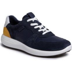 Sneakersy ECCO - Soft 7 Runner M 46062451838 Navy/Marine/White/Merigold. Niebieskie półbuty męskie ecco, bez wzorów, ze skóry, marine, bez zapięcia. W wyprzedaży za 519,00 zł.