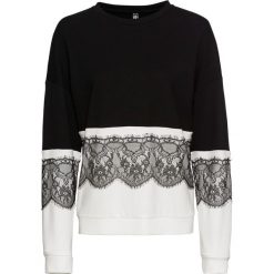 Bluza dresowa bonprix czarno-biały. Czarne bluzy damskie bonprix, z dresówki, bez kaptura. Za 129,99 zł.