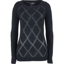 Sweter w ażurowy wzór bonprix czarny. Czarne swetry klasyczne damskie bonprix. Za 37,99 zł.