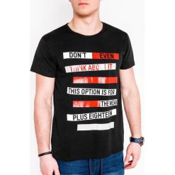 T-shirt męski z nadrukiem S1088 - czarny. Czarne t-shirty męskie Ombre Clothing, s, z nadrukiem, z bawełny, bez kołnierzyka. Za 13,99 zł.