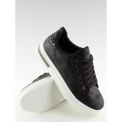 Trampki damskie czarne IMPERIA. Czarne buty sportowe damskie FunKee.pl, bez wzorów, z tkaniny, klasyczne. Za 66,99 zł.