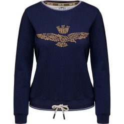 Bluza AERONAUTICA MILITARE. Niebieskie bluzy damskie Aeronautica Militare, bez wzorów, z dzianiny, bez rękawów, bez kaptura. Za 650,00 zł.