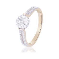 PROMOCJA Pierścionek Złoty - złoto 375, Diament 0,20ct. Żółte pierścionki damskie W.KRUK, z diamentem, złote. W wyprzedaży za 1090,00 zł.