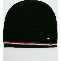 Tommy Hilfiger - Czapka. Czarne czapki męskie TOMMY HILFIGER, z dzianiny. Za 199,90 zł.