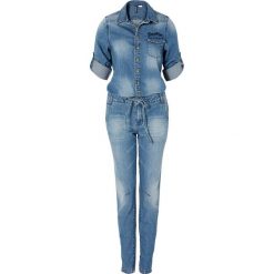Kombinezony damskie: Kombinezon dżinsowy bonprix niebieski „bleached medium”