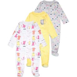 Bielizna chłopięca: mothercare GIRLS CAT SLEEPSUITS BABY 3 PACK Piżama pink