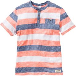 Shirt z dekoltem henley bonprix łososiowy w paski. Pomarańczowe koszulki męskie bonprix, s, w paski, z okrągłym kołnierzem, bez rękawów. Za 54,99 zł.