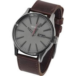 Nixon Sentry Leather - Gunmetal / Black / Dark Brown Zegarek na rękę ciemnobrązowy. Brązowe zegarki męskie marki Nixon. Za 771,90 zł.