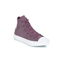 Buty Dziecko Converse CHUCK TAYLOR ALL STAR HI. Fioletowe trampki dziewczęce Converse, bez wzorów, bez zapięcia. Za 164,25 zł.