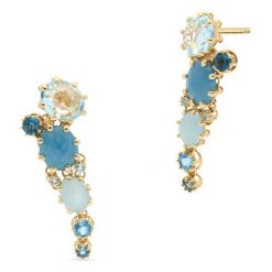 Piękne Złote Kolczyki - złoto 750, Topaz london blue,blue topaz. Żółte kolczyki damskie W.KRUK, z topazem, złote. Za 10490,00 zł.