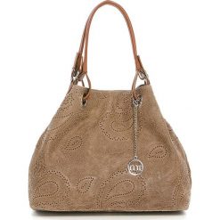 Shopper bag damskie: Skórzana torebka w kolorze brązowym – 42 x 38 x 17 cm