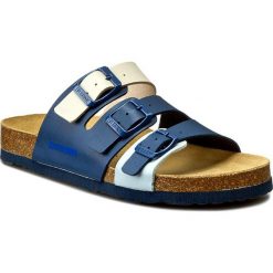 Klapki DR. BRINKMANN - 500448-0 Navy/Bleu/Creme. Niebieskie klapki damskie marki Dr. Brinkmann, bez wzorów, ze skóry ekologicznej, bez obcasa. Za 109,00 zł.