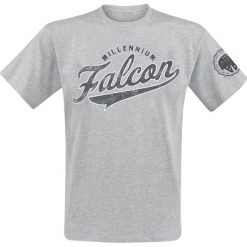 Star Wars Millenium Falcon T-Shirt odcienie szarego. Szare t-shirty męskie Star Wars, s, z nadrukiem, retro, z okrągłym kołnierzem. Za 79,90 zł.